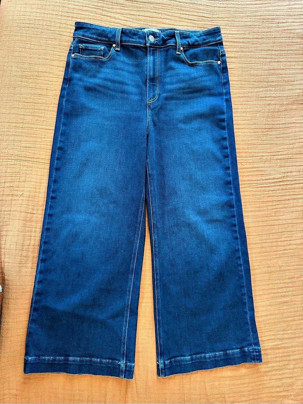 PAIGE Anessa High-Rise Crop Wide Leg Jeans Waist 32 Blue